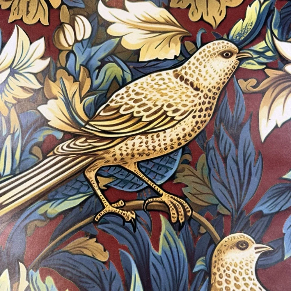 Spoonflower Wallpaper Prepasted 11 Rolls 2' X 9'‎ William Morris Bird Red Blue